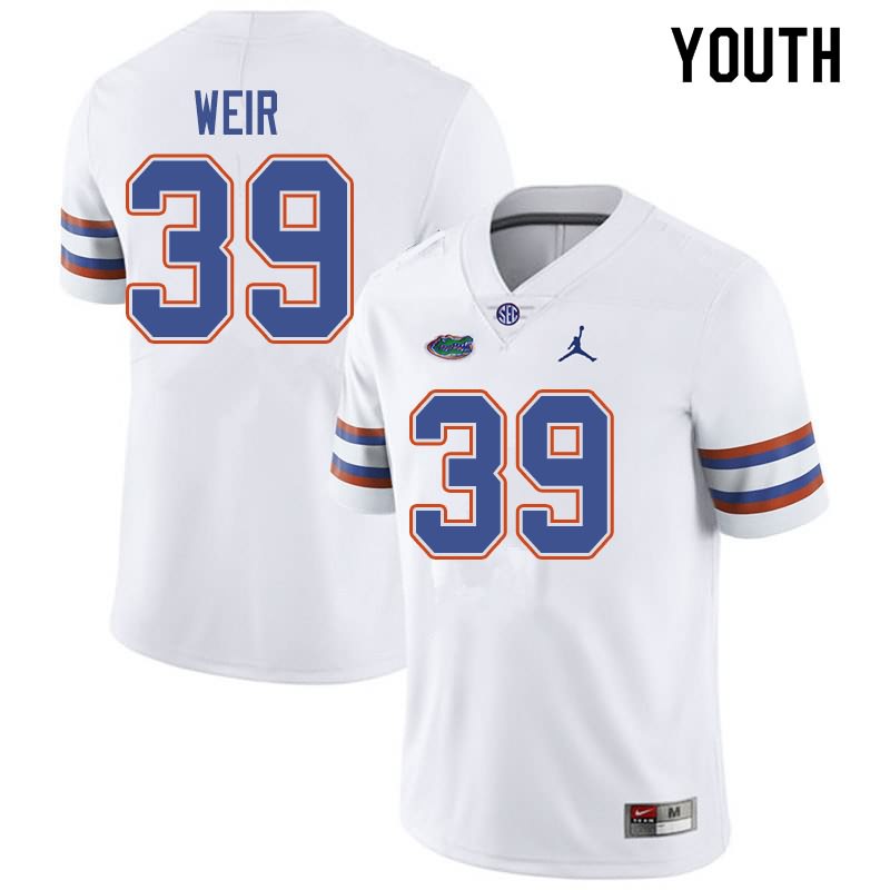 NCAA Florida Gators Michael Weir Youth #39 Jordan Brand White Stitched Authentic College Football Jersey KUI3364NP